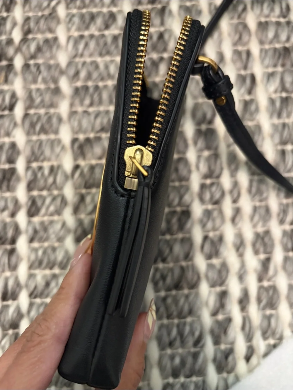 Tory Burch Black Leather Crossbody with Gold Logo Medallion